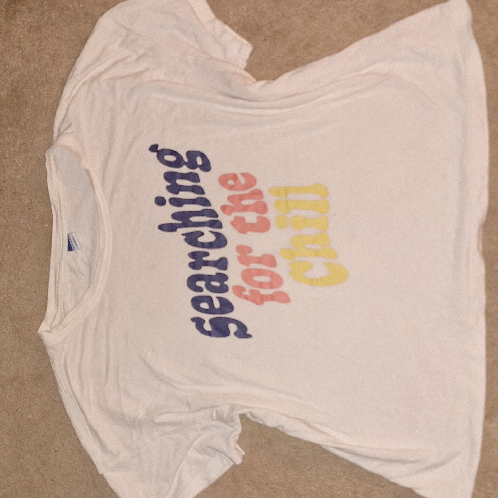 Old Navy White Tshirt With Multicolor Text